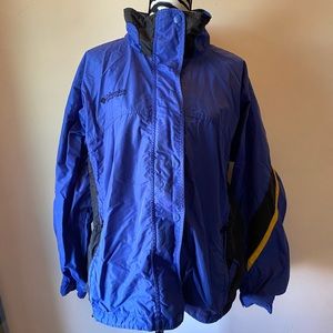 Columbia blue with yellow coat size large
